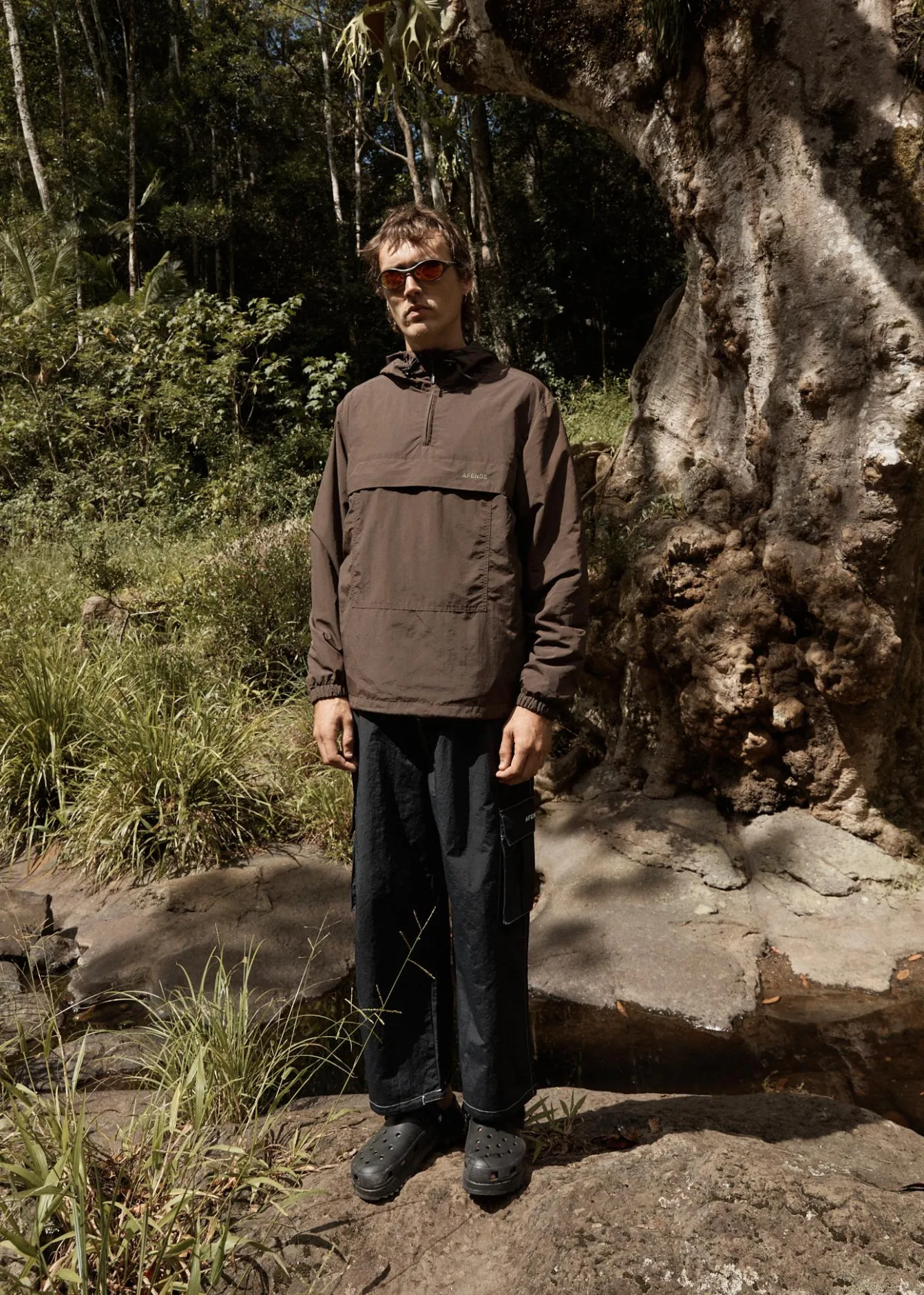 Jackets<Afends System - Water Resistant Spray Anorak Jacket Coffee