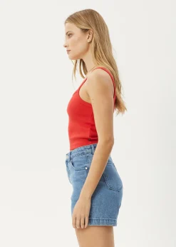 Sleeveless|Essentials<Afends Taylor  - Rib Singlet Tomato
