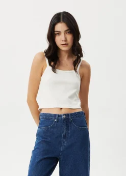 Sleeveless|Essentials<Afends Taylor  - Rib Singlet White