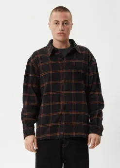 Shirts<Afends Terror  - Flannel Shirt Black Check