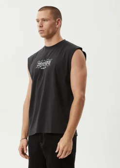 Sleeveless<Afends Thorny  - Sleeveless Tee Stone Black