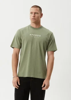 T-Shirts<Afends Thrown Out  - Retro Tee Oil Green