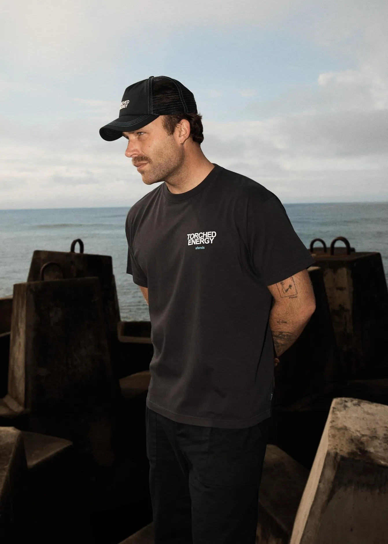 T-Shirts<Afends Torched Energy - Boxy Tee Stone Black