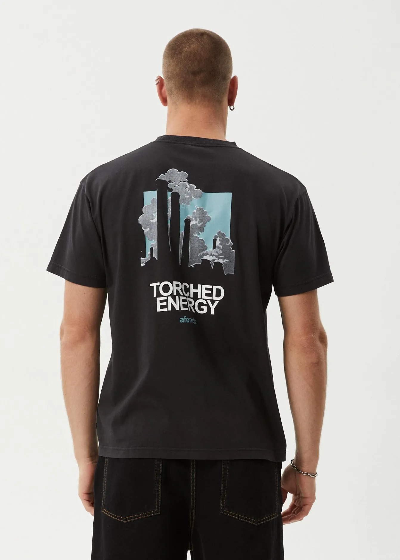 T-Shirts<Afends Torched Energy - Boxy Tee Stone Black
