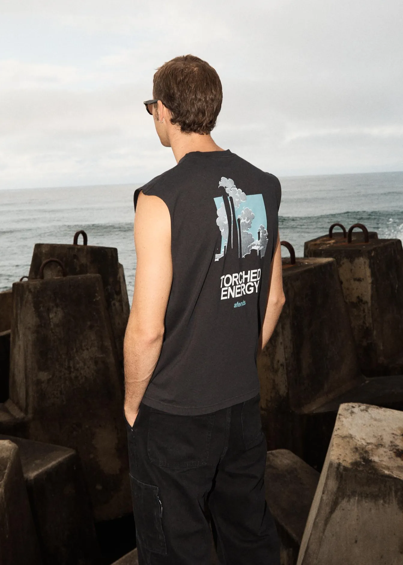 Sleeveless<Afends Torched Energy - Sleeveless Tee Stone Black