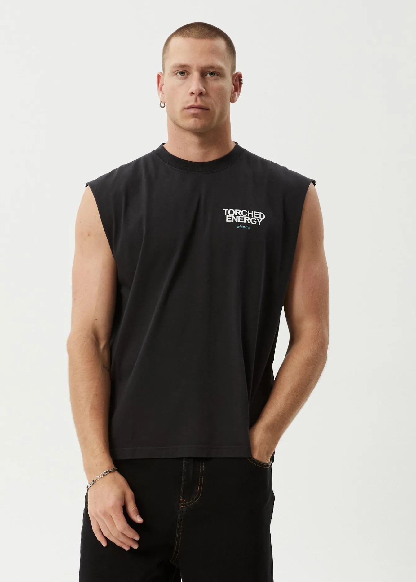 Sleeveless<Afends Torched Energy - Sleeveless Tee Stone Black