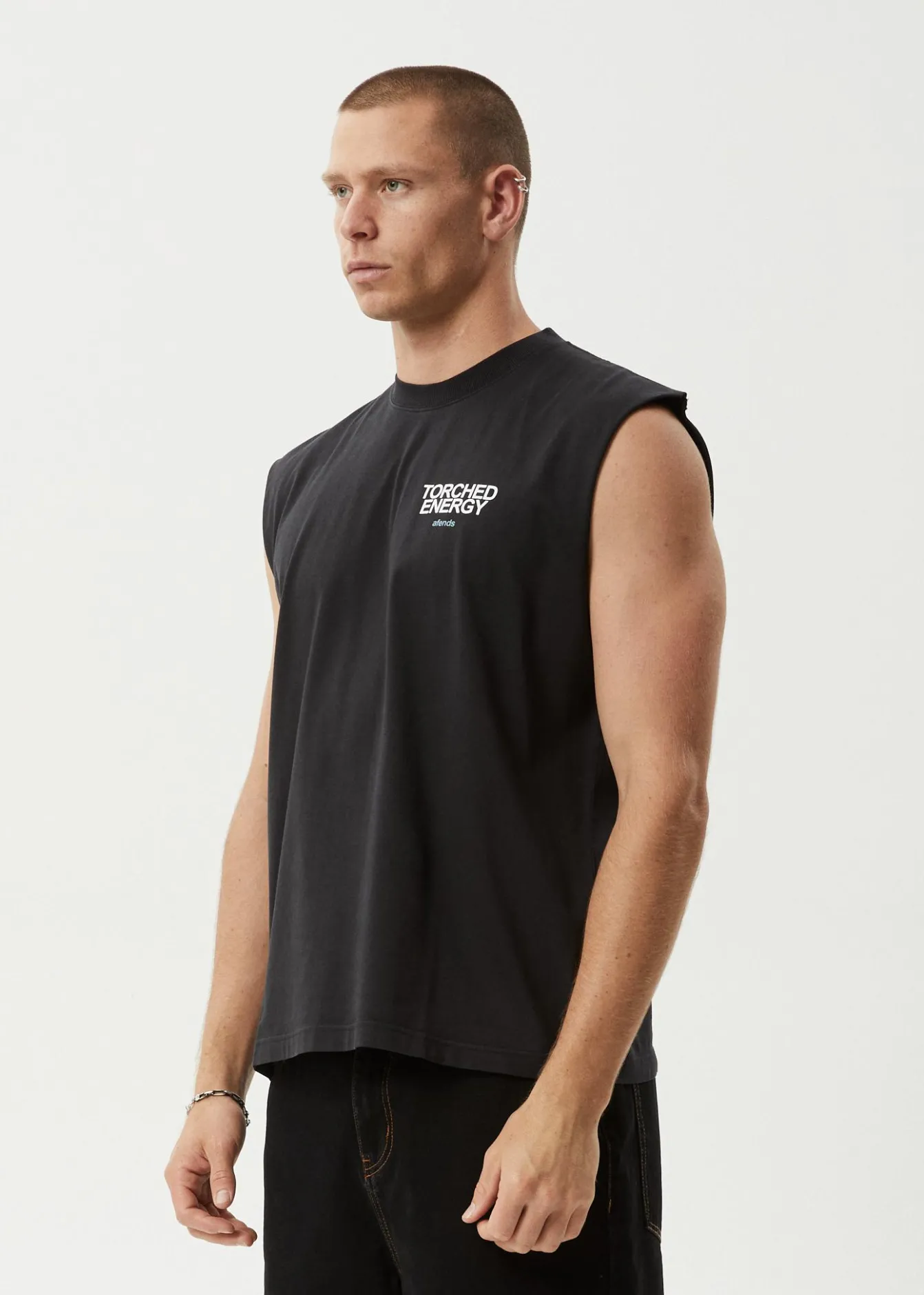 Sleeveless<Afends Torched Energy - Sleeveless Tee Stone Black