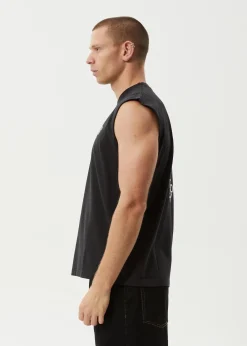 Sleeveless<Afends Torched Energy - Sleeveless Tee Stone Black