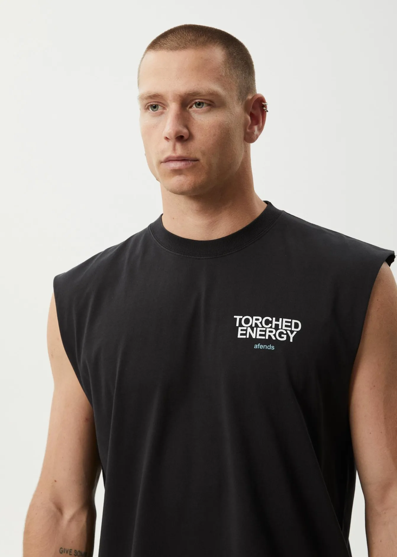Sleeveless<Afends Torched Energy - Sleeveless Tee Stone Black