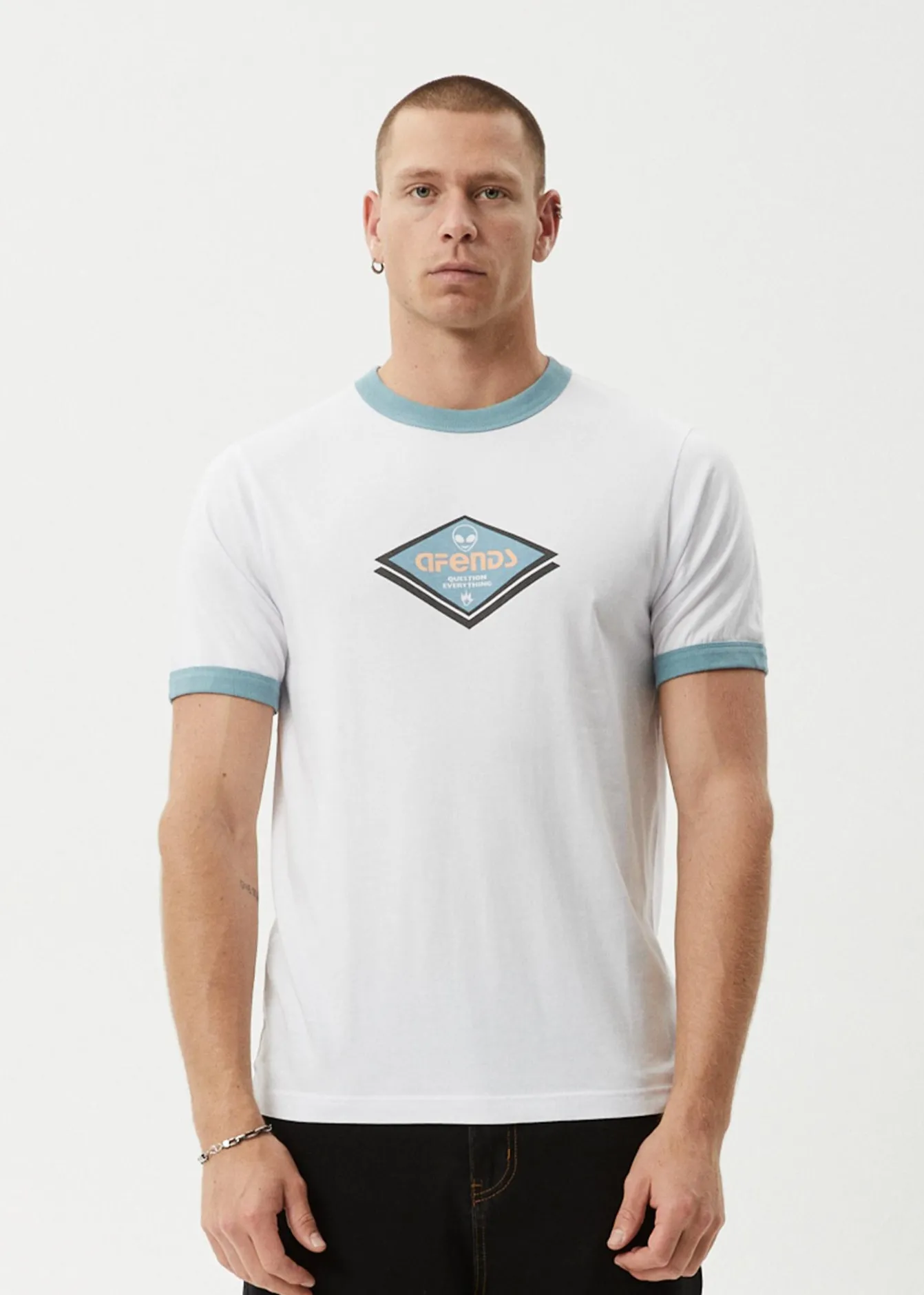 T-Shirts<Afends Tractorbeam - Ringer Tee White