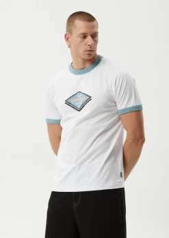 T-Shirts<Afends Tractorbeam - Ringer Tee White