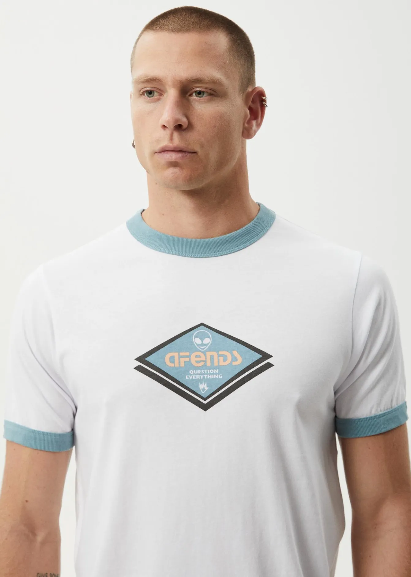 T-Shirts<Afends Tractorbeam - Ringer Tee White