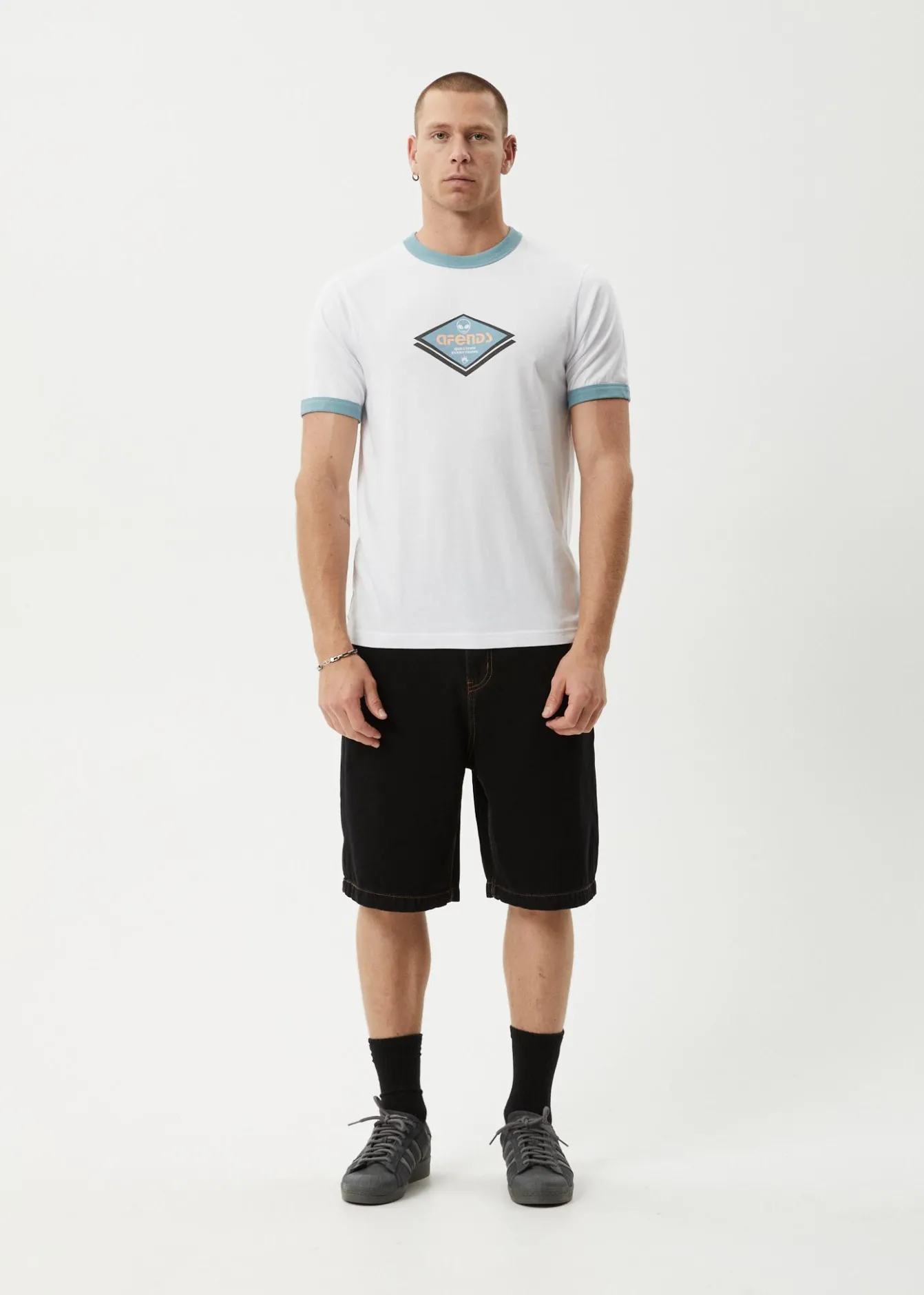 T-Shirts<Afends Tractorbeam - Ringer Tee White