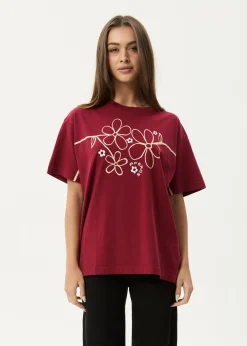 Tees & Shirts<Afends Tranquil  - Oversized Tee Burgundy