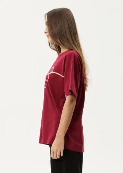 Tees & Shirts<Afends Tranquil  - Oversized Tee Burgundy