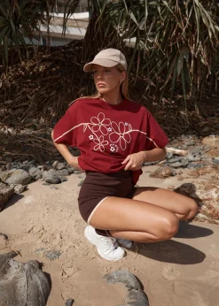 Tees & Shirts<Afends Tranquil  - Oversized Tee Burgundy
