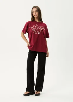 Tees & Shirts<Afends Tranquil  - Oversized Tee Burgundy