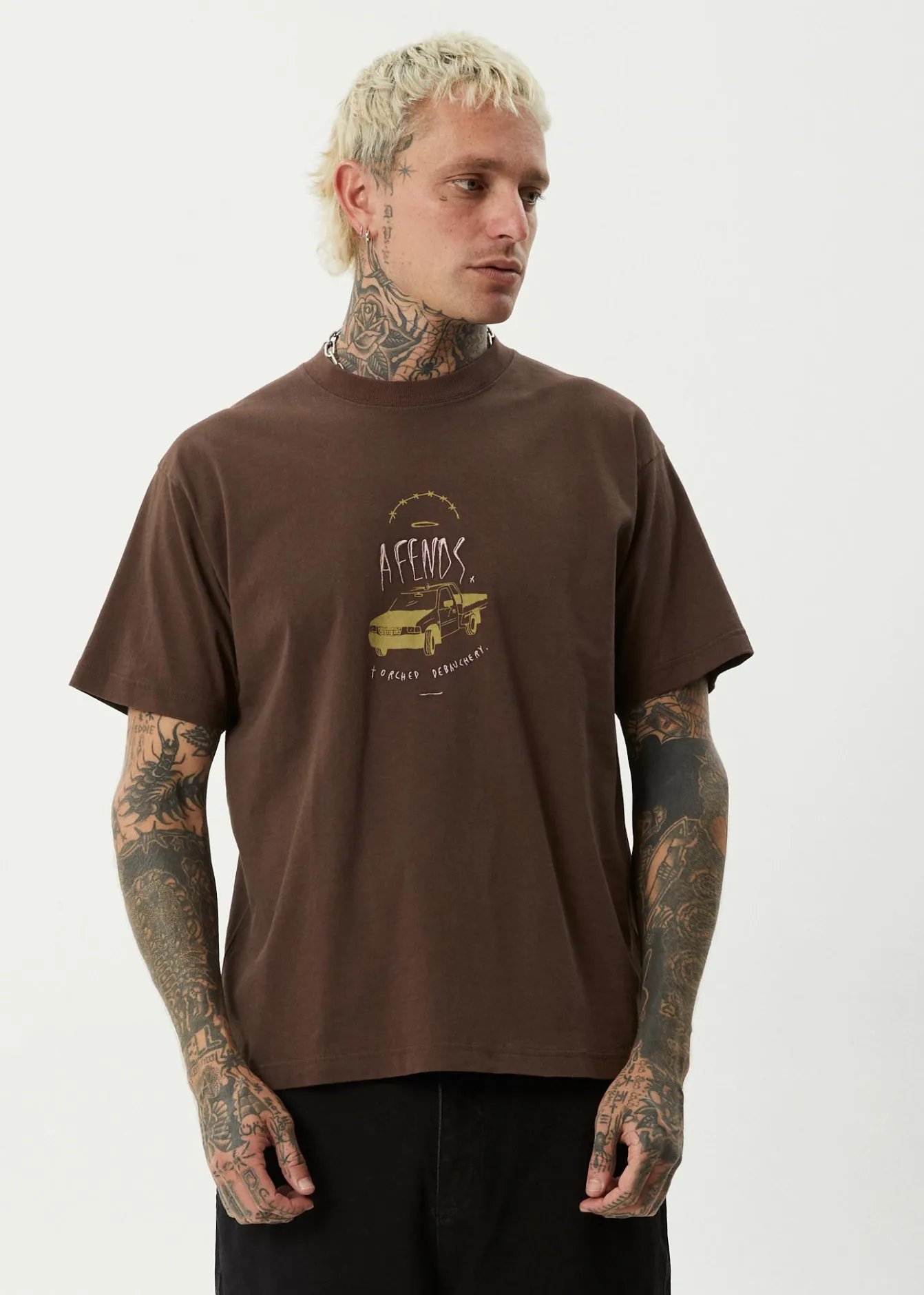 T-Shirts<Afends Trayback - Boxy Tee Coffee