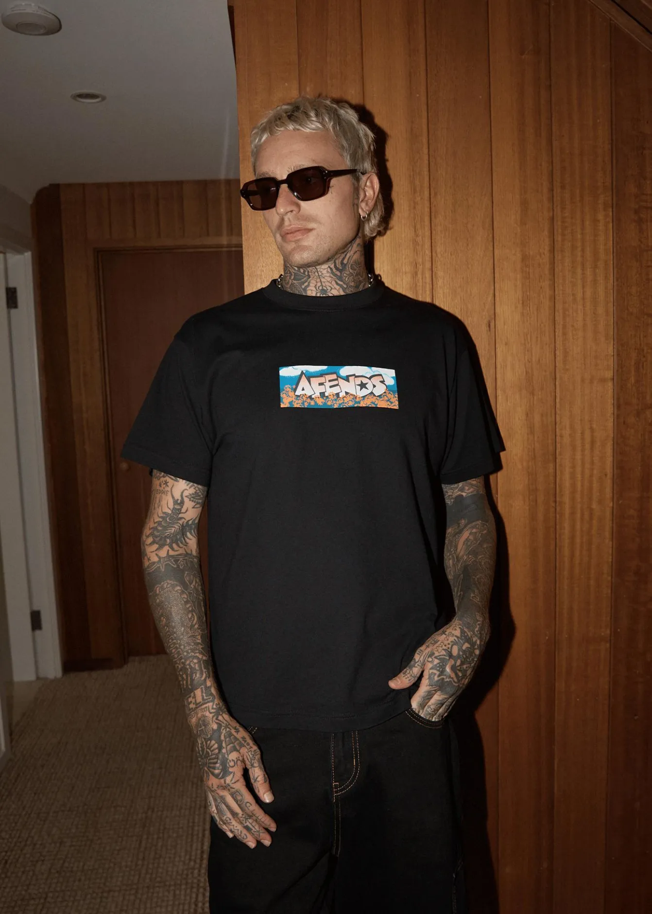 T-Shirts<Afends Wall Flower - Boxy Tee Black