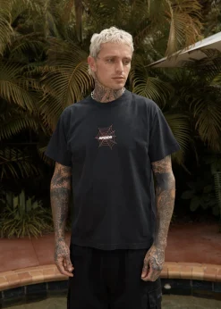 T-Shirts<Afends Webhead  - Boxy Tee Stone Black